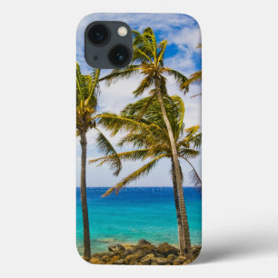 Coconut palm trees (Cocos nucifera) swaying in iPhone 13 Case