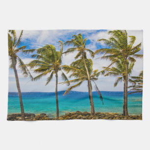 Coconut palm trees (Cocos nucifera) swaying in Tea Towel
