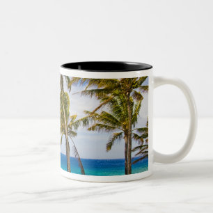Coconut palm trees (Cocos nucifera) swaying in Two-Tone Coffee Mug