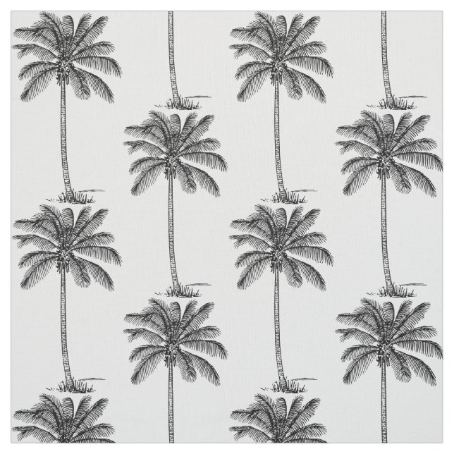 Coconut Palm Trees Pattern Line Drawing Style Fabric (Swatch)
