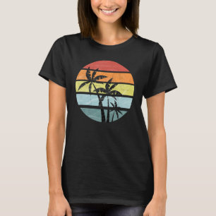 Coconut Palm Trees Summer Vacation Beach Retro Sum T-Shirt