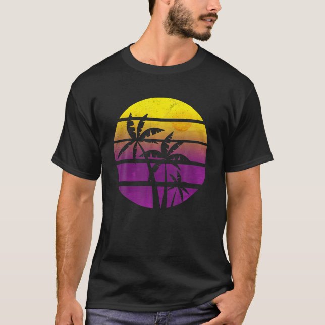 Coconut Palm Trees Summer Vacation Beach Tropical T-Shirt (Front)