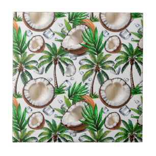 Coconut Palm Trees Tropical Design Ceramic Tile