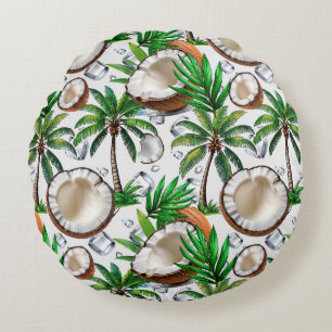 Coconut Palm Trees Tropical Design  Round Cushion