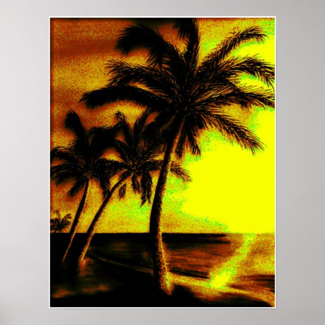 Coconut Palms at Sunset Poster (Front)