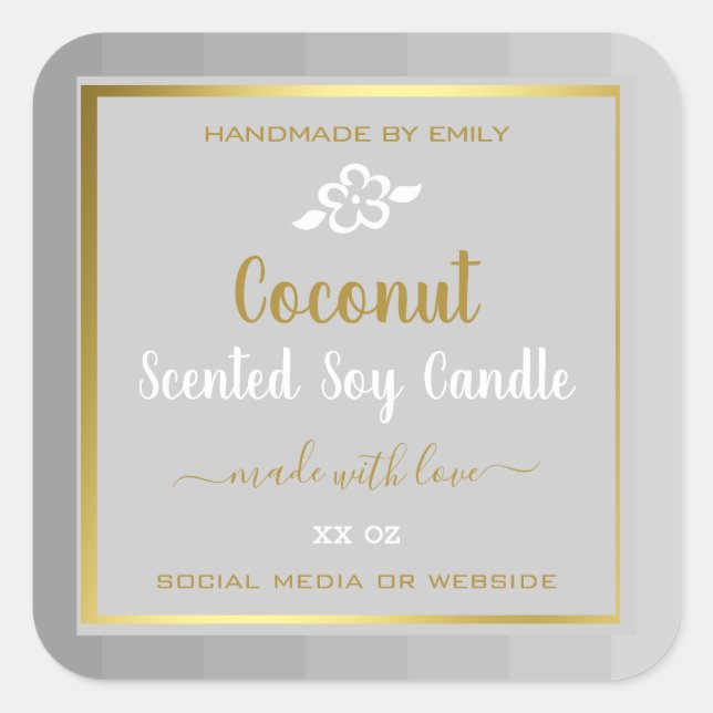 Coconut Product Packaging Labels Gold Light Grey (Front)