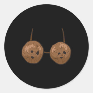 Coconut Summer Coconuts Bra Fun Coconut Classic Round Sticker