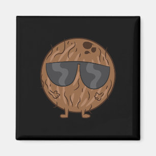 Coconut Summer Fruit Coconut With Sunglasses Love Magnet
