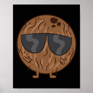 Coconut Summer Fruit Coconut With Sunglasses Love Poster