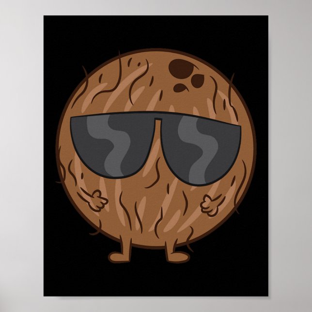 Coconut Summer Fruit Coconut With Sunglasses Love  Poster (Front)