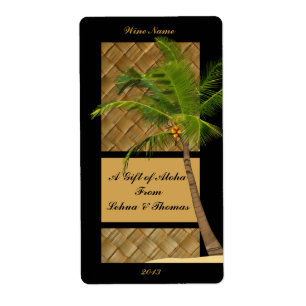 Coconut Tree Aloha Wine Craft Label
