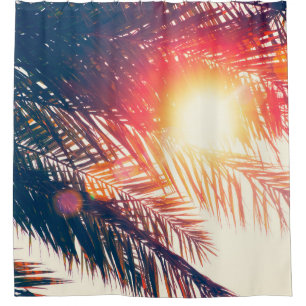 coconut tree at tropical coast, made with Vintage Shower Curtain