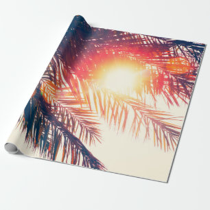 coconut tree at tropical coast, made with Vintage Wrapping Paper