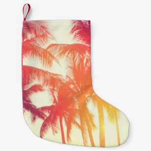 Coconut tree at tropical coast small christmas stocking