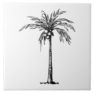 Coconut tree black & white ceramic tile