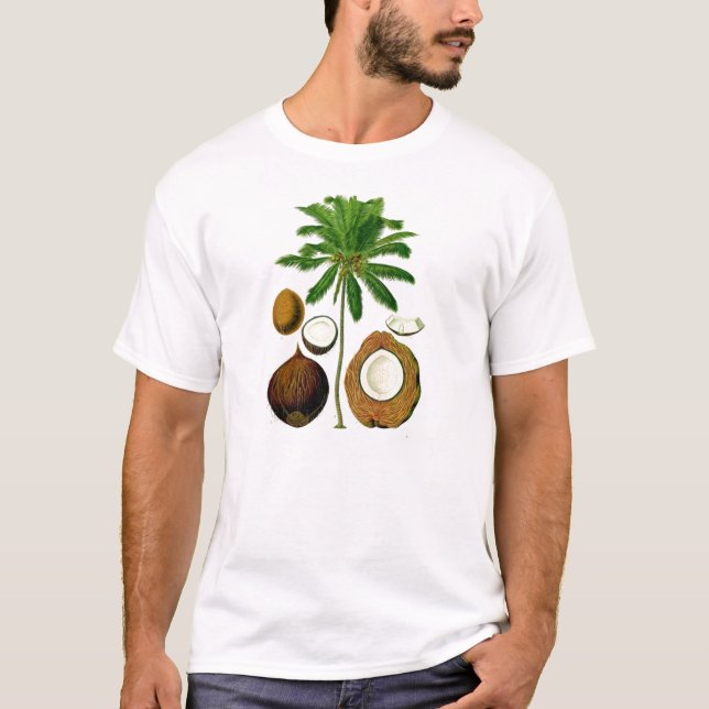 Coconut Tree Botanical Illustration T-Shirt (Front)
