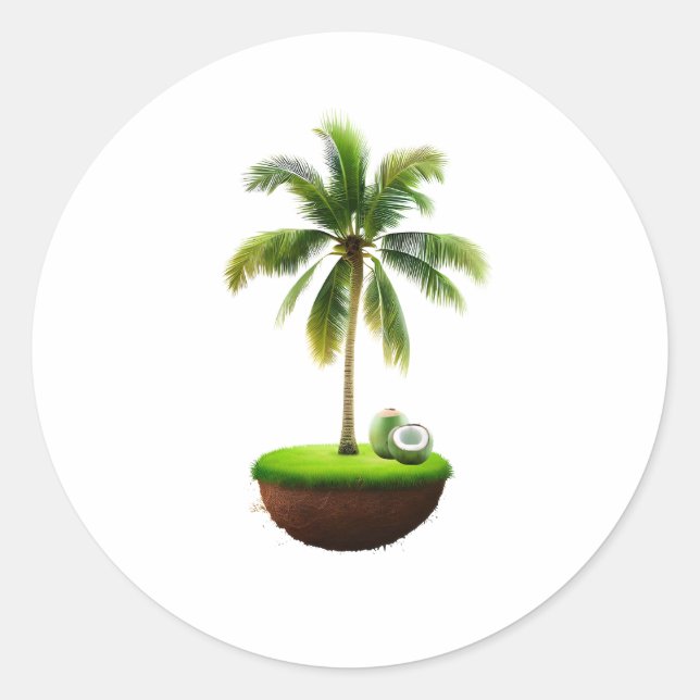 Coconut Tree Fruit Classic Round Sticker (Front)