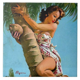 Coconut tree pin up ceramic tile