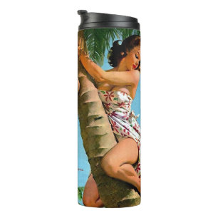 Coconut tree pin up thermal tumbler