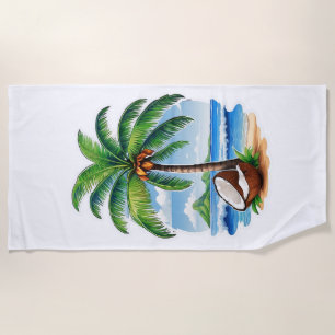 Coconut Tree Tropical Island Beach Towel