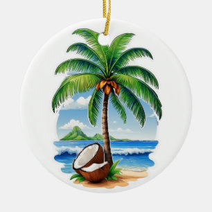 Coconut Tree Tropical Island Ceramic Ornament