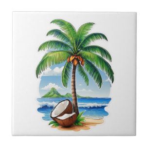 Coconut Tree Tropical Island Ceramic Tile