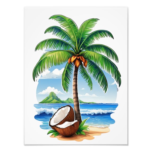 Coconut Tree Tropical Island Photo Print (Front)