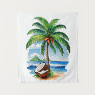 Coconut Tree Tropical Island Tapestry