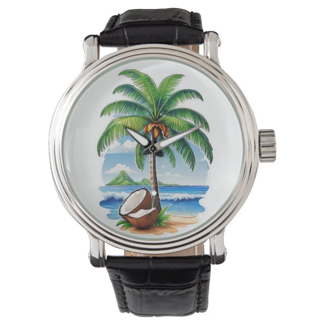 Coconut Tree Tropical Island Watch (Front)