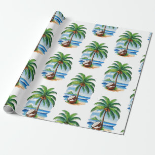 Coconut Tree Tropical Island Wrapping Paper