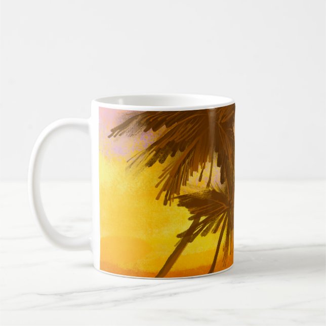 Coconut tree, tropical summer theme. coffee mug (Left)