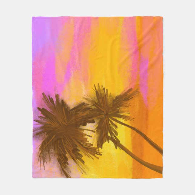Coconut tree, tropical summer theme. fleece blanket (Front)