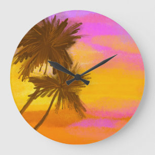 Coconut tree, tropical summer theme. large clock