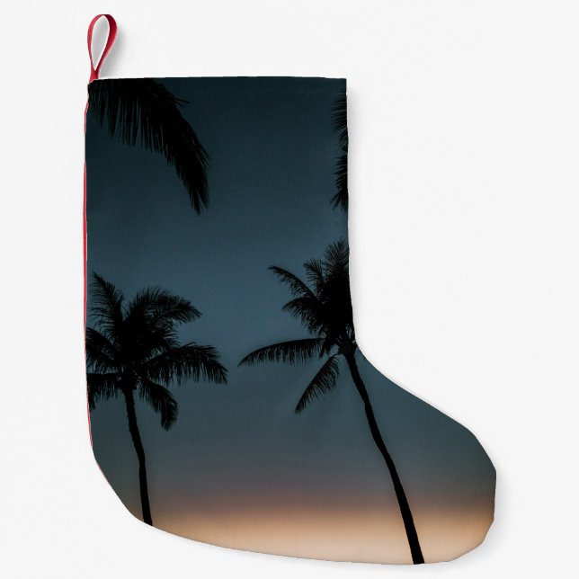 Coconut trees silhouette small christmas stocking (Front)