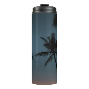 Coconut trees silhouette thermal tumbler