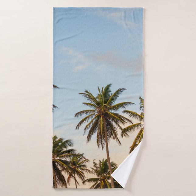 Coconut trees under cloudy sky in the morning bath towel (Bath Towel)