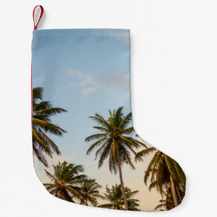 Coconut trees under cloudy sky in the morning small christmas stocking