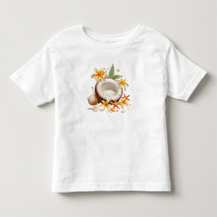 Coconut with Flowers and Shells Toddler T-Shirt