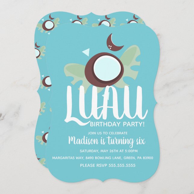 Coconuts Luau Tropical Birthday Party Invitation (Front/Back)