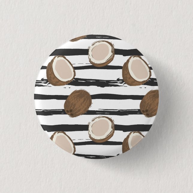 Coconuts on Grunge Stripes Pattern 3 Cm Round Badge (Front)