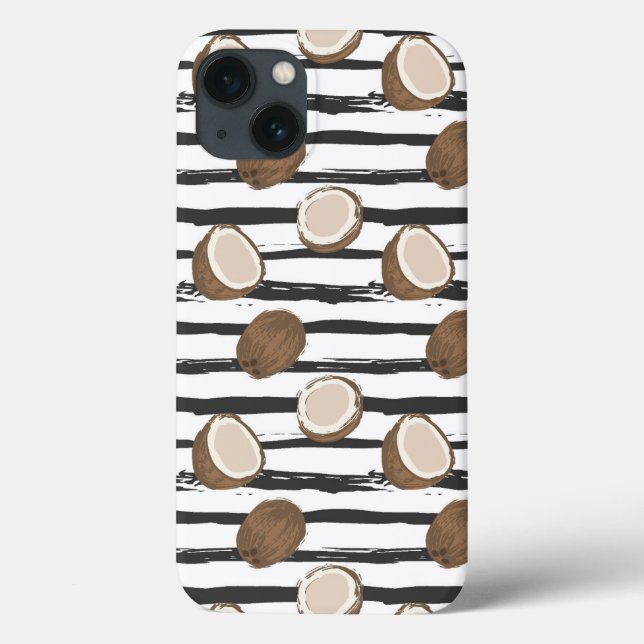 Coconuts on Grunge Stripes Pattern Case-Mate iPhone Case (Back)