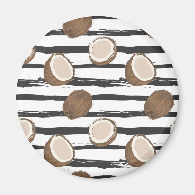 Coconuts on Grunge Stripes Pattern Magnet (Front)