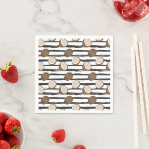 Coconuts on Grunge Stripes Pattern Napkin