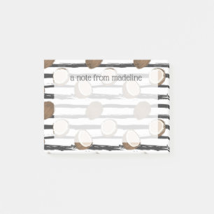 Coconuts on Grunge Stripes Pattern Post-it Notes