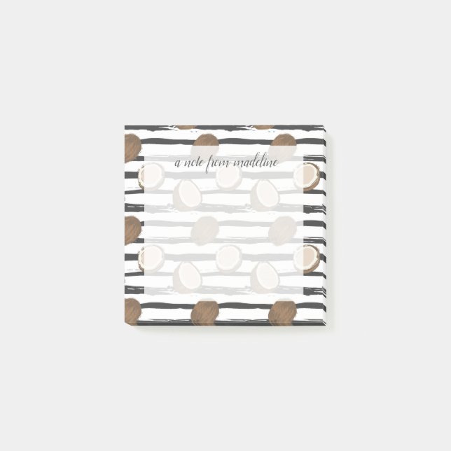 Coconuts on Grunge Stripes Pattern Post-it Notes (Front)