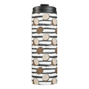 Coconuts on Grunge Stripes Pattern Thermal Tumbler