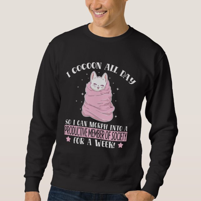 Cocoon All Day Productive Member Of Society Kitten Sweatshirt (Front)