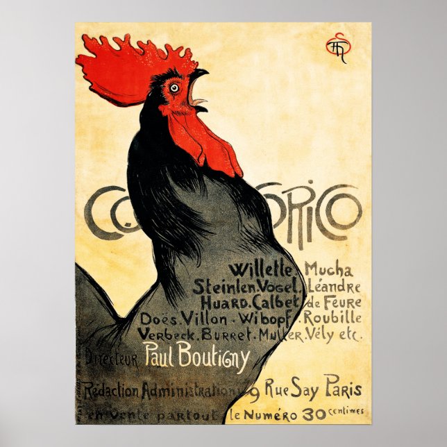 COCORICO 1899 Cockerel Rooster Chicken by Steinlen Poster (Front)