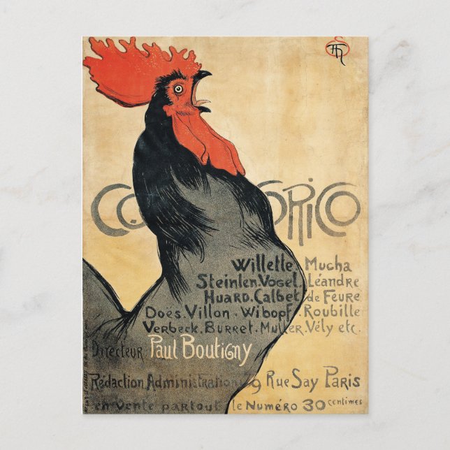 Cocorico - Steinlen Postcard (Front)