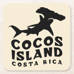 Cocos Island Costa Rica Hammerhead Shark Diving Square Paper Coaster